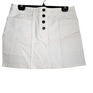 Theory Womens Off White Button Fly  Denim Mini Skirt Size 29